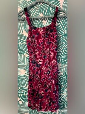 Girls Floral Satin Slip Dress in Deep Fuchsia Sz 14